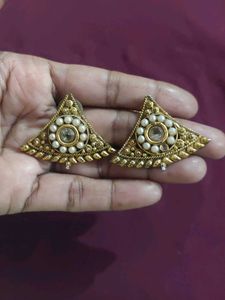 Elegant Pearl and Red Rose Earrings