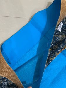 Beautiful Blue Saree with Golden Border