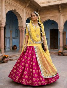 Vibrant Yellow & Pink Lehenga Choli