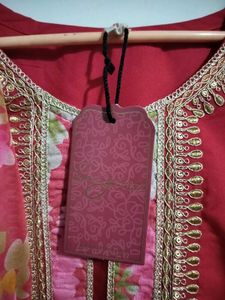 Elegant Red Kurta Set with Floral Dupatta