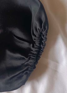 Black Satin Ruched Puff Sleeve Top