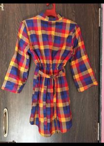 Colorful Plaid Shirt Dress