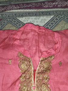 Pink Embroidered Kurta Set with Dupatta