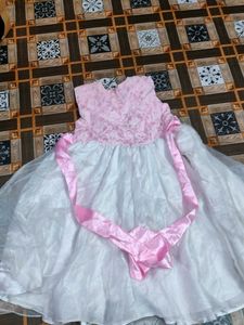 Elegant Pink &amp; White Party Dress