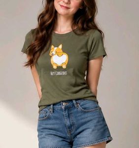 Cute Corgi "Hey Corgeous" T-Shirt URBANIC
