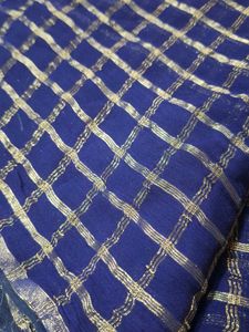 Elegant Blue Checked Saree