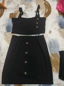 Chic Black Button-Up Co-ord Set