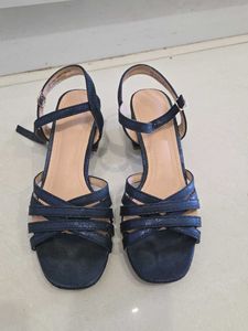 Navy Blue Strappy Block Heels
