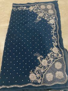 SALE!! Royal Pearl Beaded Embellished Grey Saree