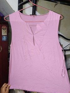 Light Pink Sleeveless V-Neck Top