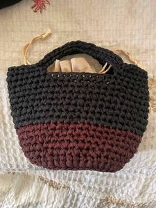 Chic Crochet Handbag with Ribbon