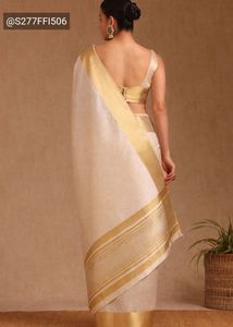 Elegant Cream Saree with Golden Border
