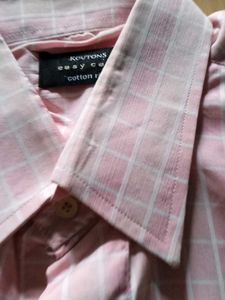 Men's Pink Checkered Long Sleeve Shirt