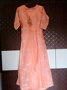 Peach Embroidered Anarkali Dress