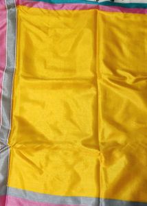 Elegant Yellow Silk Saree with Rajasthani Print