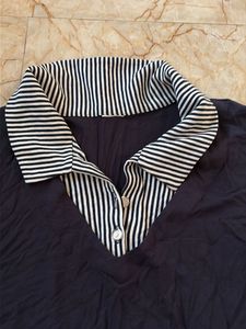 Striped Collar Navy Top