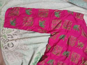Vibrant Pink Elephant Print  Short Kurti