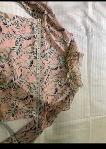 Floral Print Ruffle Neck Blouse