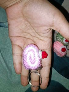 3Cute Crocheted Roll Keychain Set