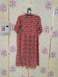 🇳🇿💫🎀Red Printed Collared Kurta.