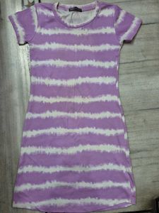 Lavender Tie-Dye Striped Dress