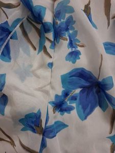 Blue Floral Ruffle Top