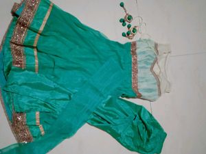 Stunning Teal Ethnic Gown with Sequins