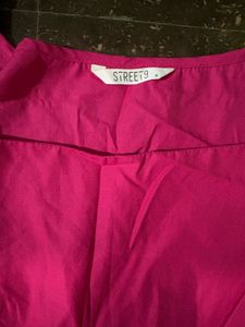 Dressberry Pink Puff Sleeve Square Neck Dress