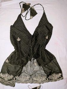 dark olive green Halter Neck top