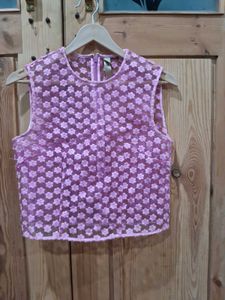Pink Mesh Sleeveless Top