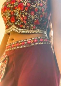 Maroon Embroidered Palazzo Set for Women