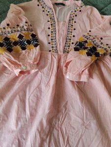 Pink Embroidered Mini Dress