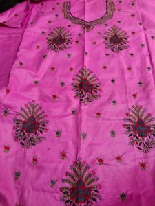 Elegant Pink unstitched 2 Kurta Set with bottom fa