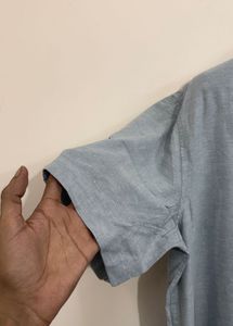 Light Blue Linen Blend Shirt