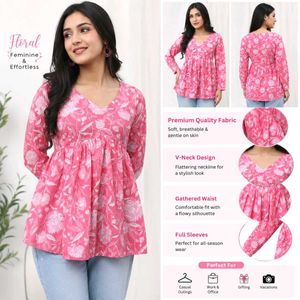 💕Pink Floral Print Kurti 💞