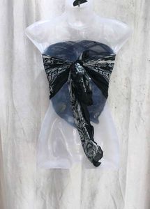 I. Black &amp; White Floral Scarf top