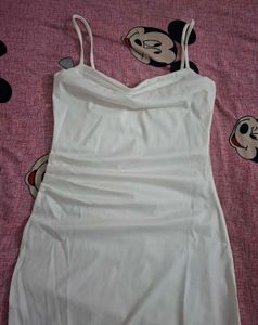 Elegant White Ruched Bodycon Dress