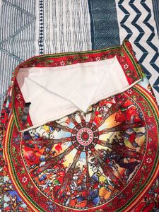 Multicolored Printed Crepe Midi Skirt