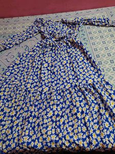 Blue Floral Print Maxi Dress