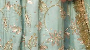 Teal &amp; Gold Embroidered Rajputi Poshak