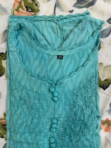 Beautiful Teal Chikankari Kurta