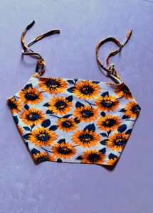 Sunflower Print Crop Top