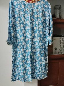 124.Blue Floral Print Kurta set