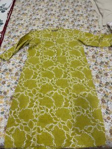Green Floral Print Kurta- with cute free gift