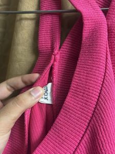 Hot Pink Ribbed Halter Crop Top