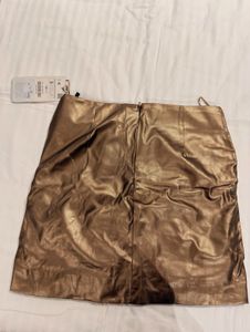 Zara Metallic Twist Front Mini Skirt