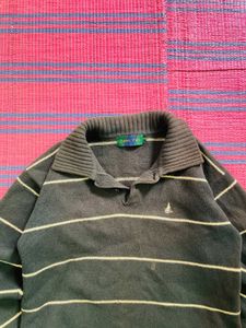 Striped Sweater with Button Detail
