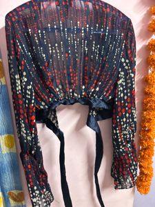 Sheer Printed Cropped Top