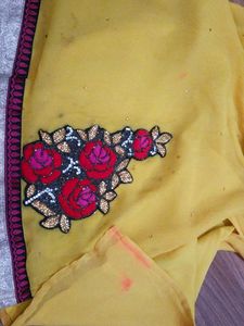 Vibrant Yellow Embroidered Kurta set(3 piece )