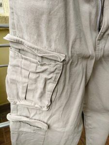 White Cargo Baggy Pants